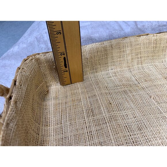 Vintage Handwoven Rattan Storage Basket With Floral Embellishments Handles 11x7 - Picture 9 of 11